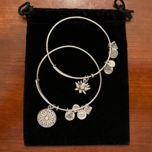2 Alex and Ani Silver Toned Bangle Bracelets - Picture 1 of 7